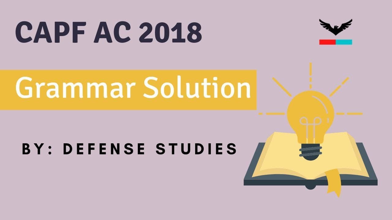 CAPF AC ENGLISH GRAMMAR 2018 | CAPF PAPER 2