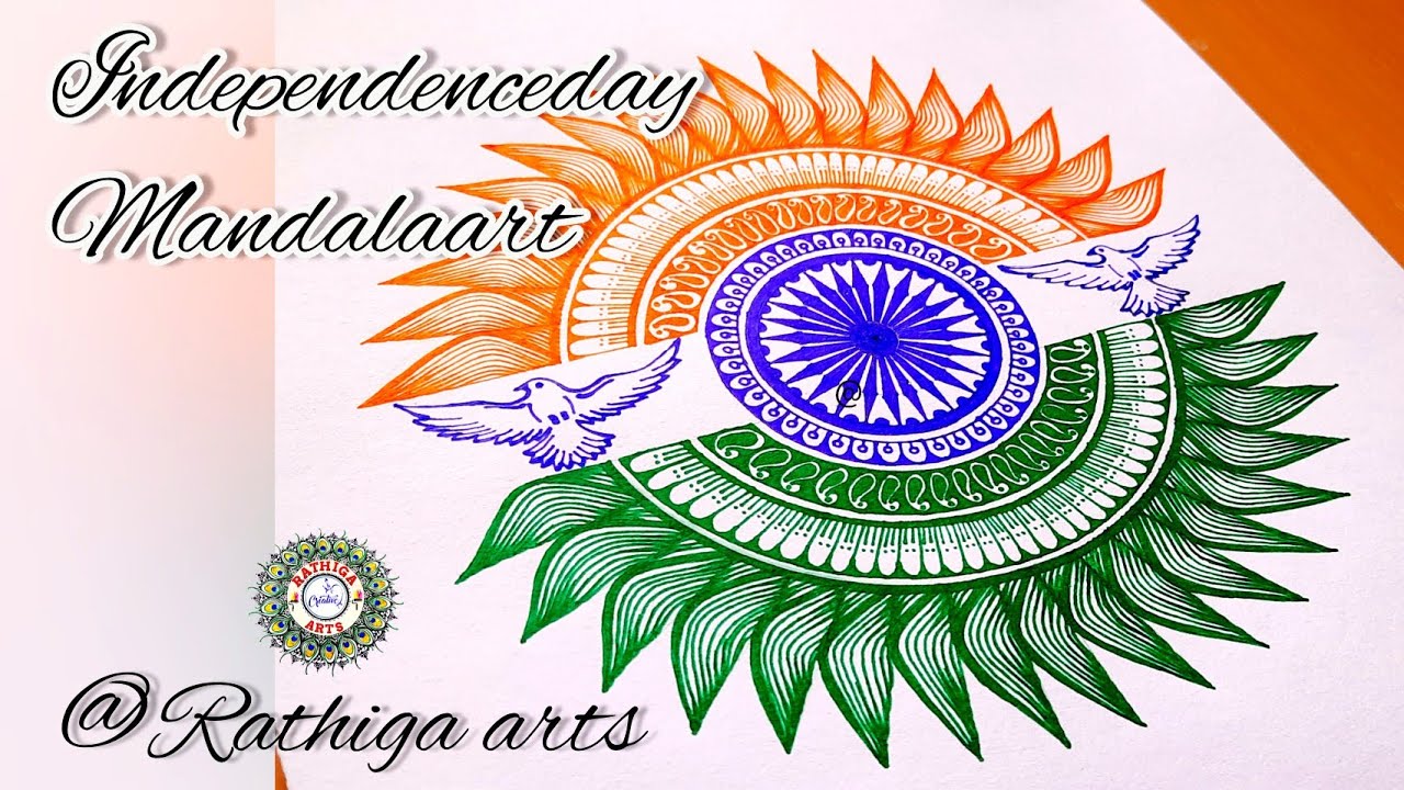 How to draw mandala art in India flag/ mandala art for beginners