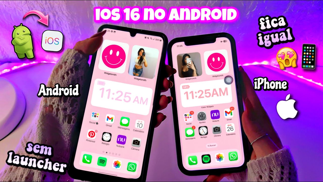 Como TRANSFORMAR O ANDROID EM IPHONE SEM LAUNCHER | Personalização pink