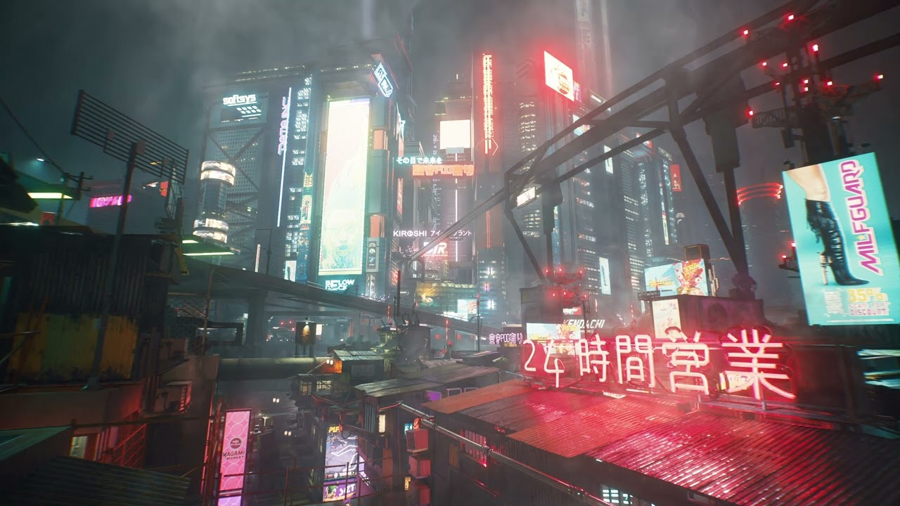 Cyberpunk Theme Live Wallpaper City 2022 - 2077 HD SFX (1 HOUR)