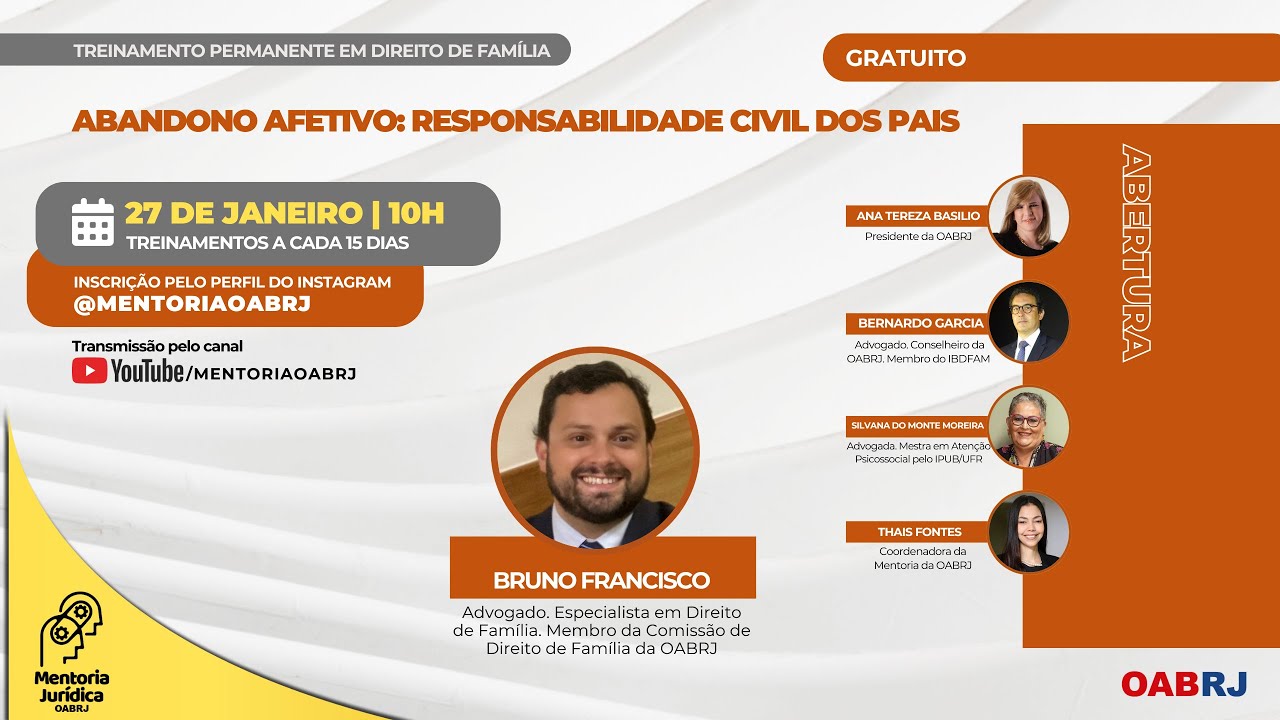 Abandono afetivo: responsabilidade civil dos pais - Treinamento em Direito de Família - 27/01 - 10H