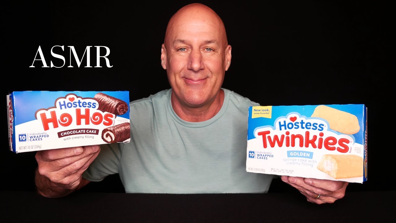ASMR: HOSTESS SNACK CAKE FAVORITES~TWINKIES & HO HOS (EATING SOUNDS) SOFT SPOKEN~4K