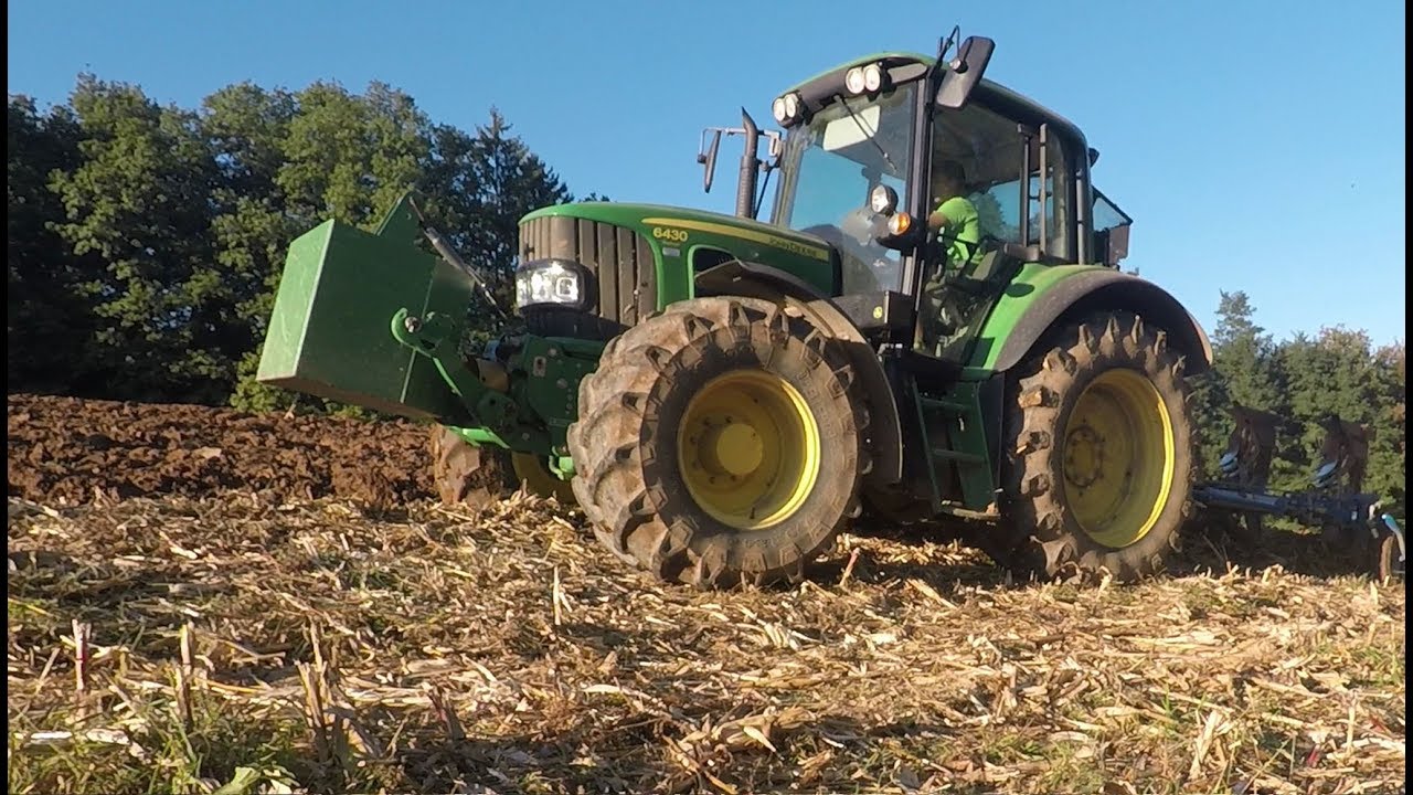 Slovenia - Plowing JD6430 Premium (oranje) - Exhaust SOUND! POV!