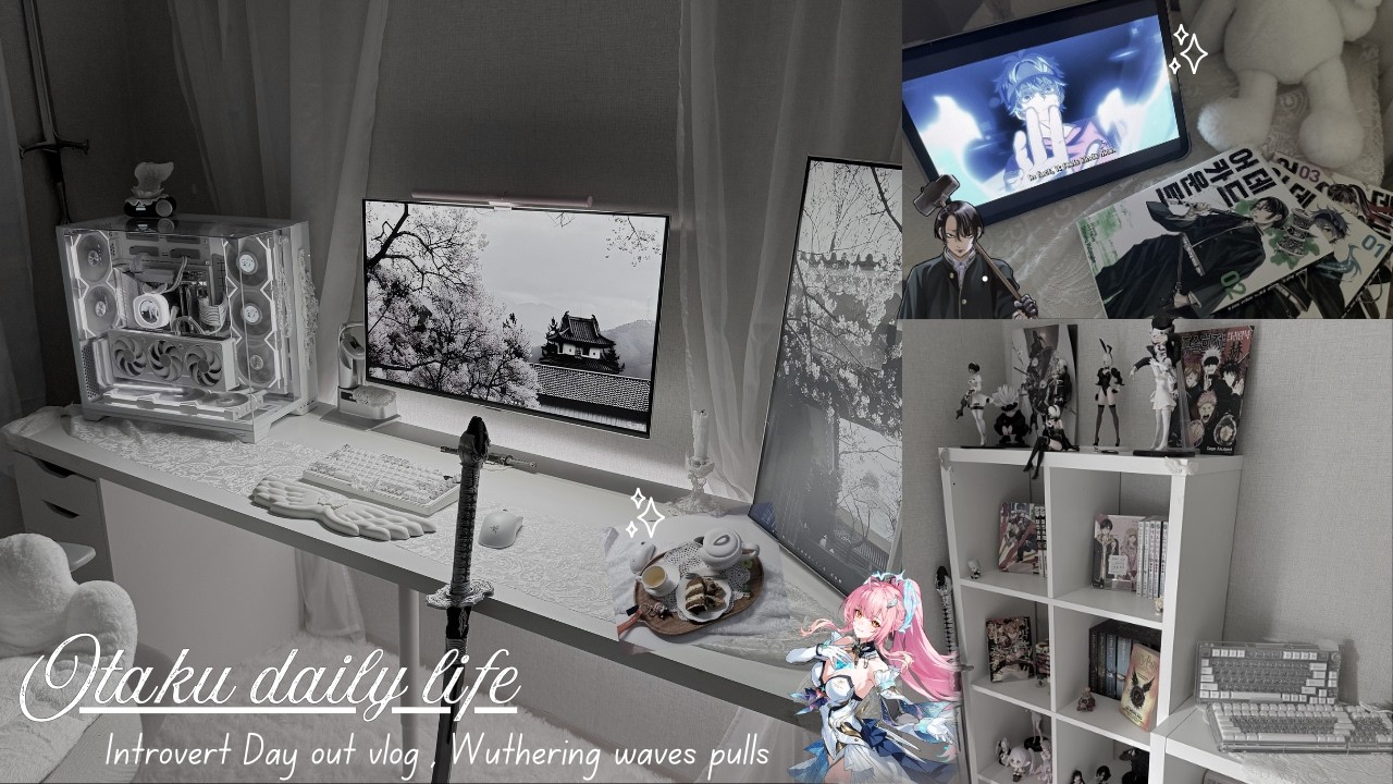 Vlog ໒꒱ㅣOtaku 's day outㅣ Learning from Anime   🌹ㅣWuthering waves pulls 📦   My cat obsession ⊹