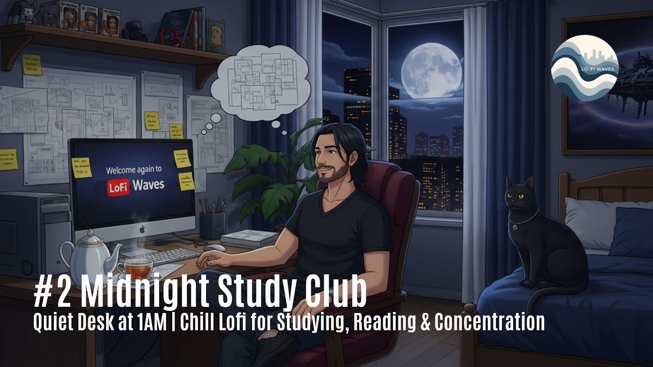 #2 Midnight Study Club - Quiet Desk at 1AM - Chill LoFi for Studying, Reading & Concentration