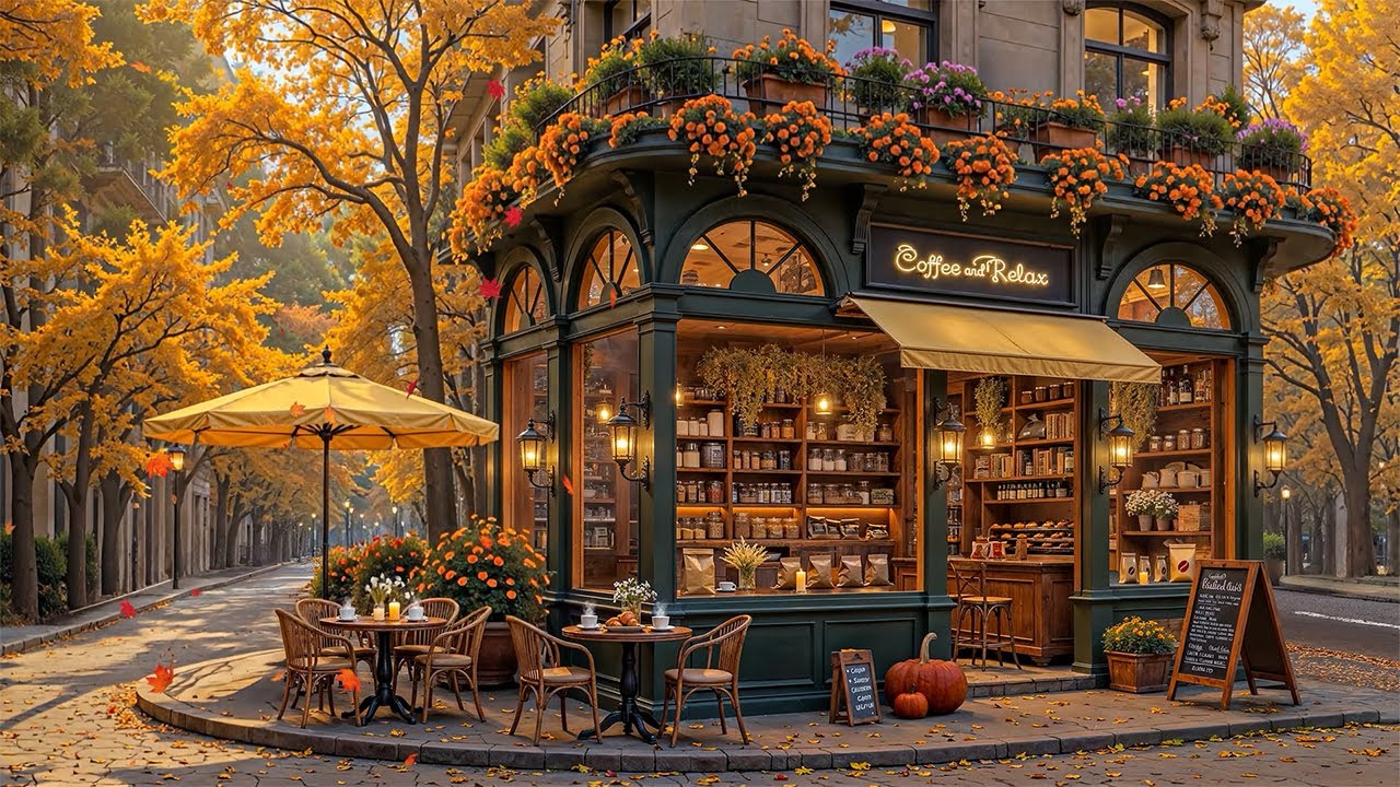 Relaxing Autumn Jazz Music at Cozy Street Caf&eacute; Ambience 🍂 Exquisite & Deep Jazz Piano Music to Relax