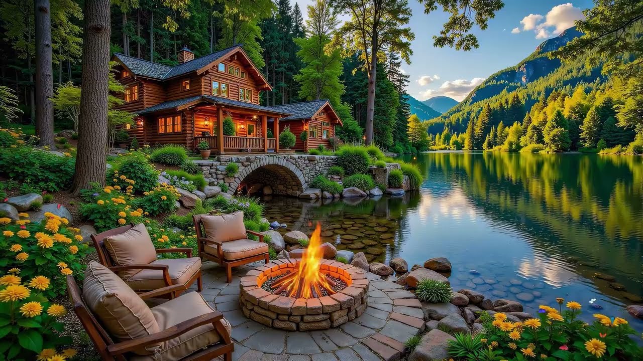 Soft Piano Spring Music with Fireplace 🔥 Birdsong for Peaceful Chill Moments