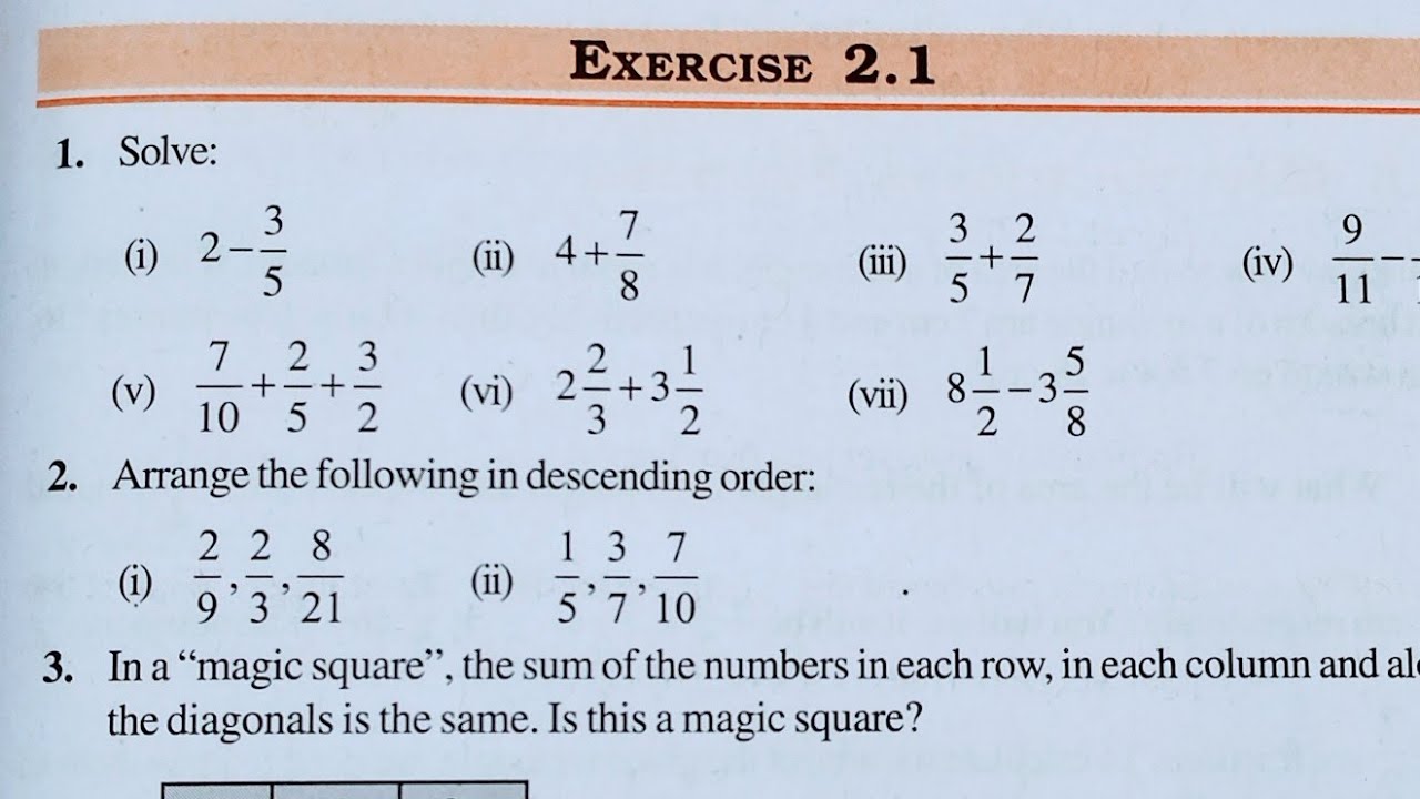 Class 7 Maths Chapter 2 l NCERT EXERCISE-2.1 l Fraction and Decimal l CBSE Board l Solution l 7th