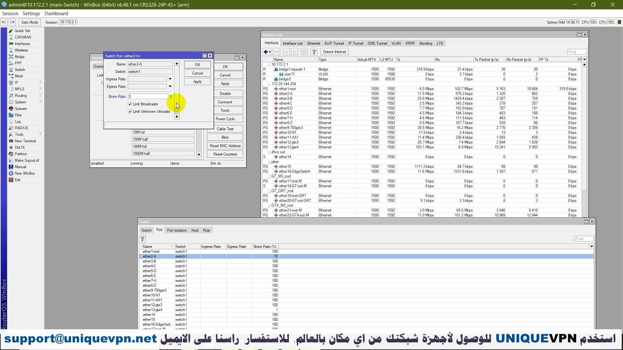 مايكروتيك CRS 3xx - تقليل مشاكل اللوب + تحديد سرعة البورتات