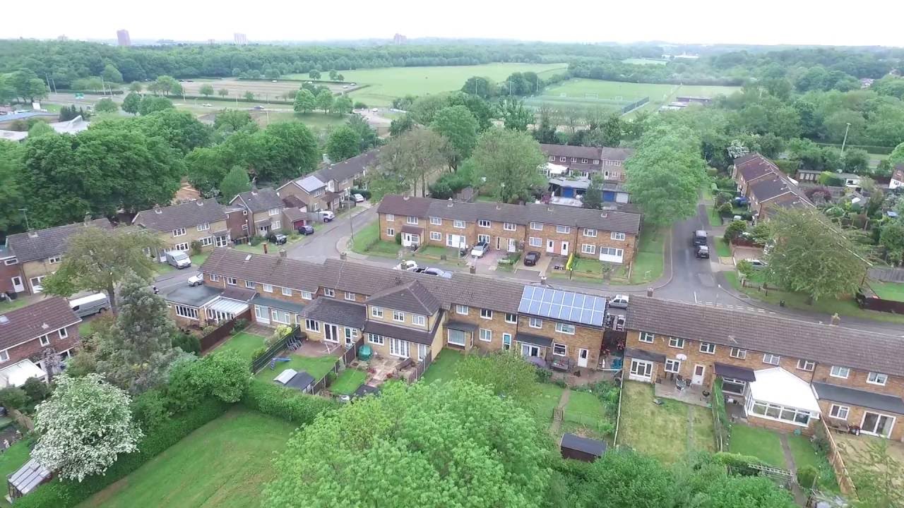 Aerial views of Broadwater Stevenage UK.