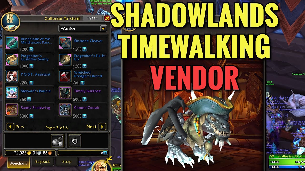 Shadowlands Timewalking Vendor Location (WoW TWW)