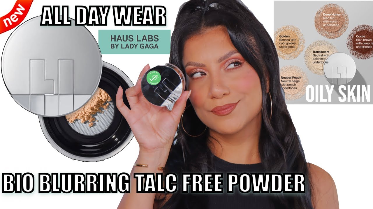 *new* HAUS LABS BIO BLURRING TALC FREE POWDER REVIEW + ALL DAY WEAR TEST *oily skin*| MagdalineJanet