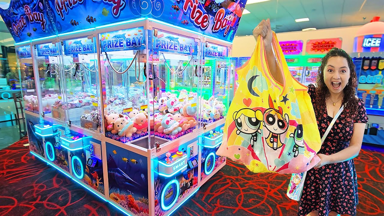 We Played EVERY Claw Machine at the Arcade! How many prizes did we win?