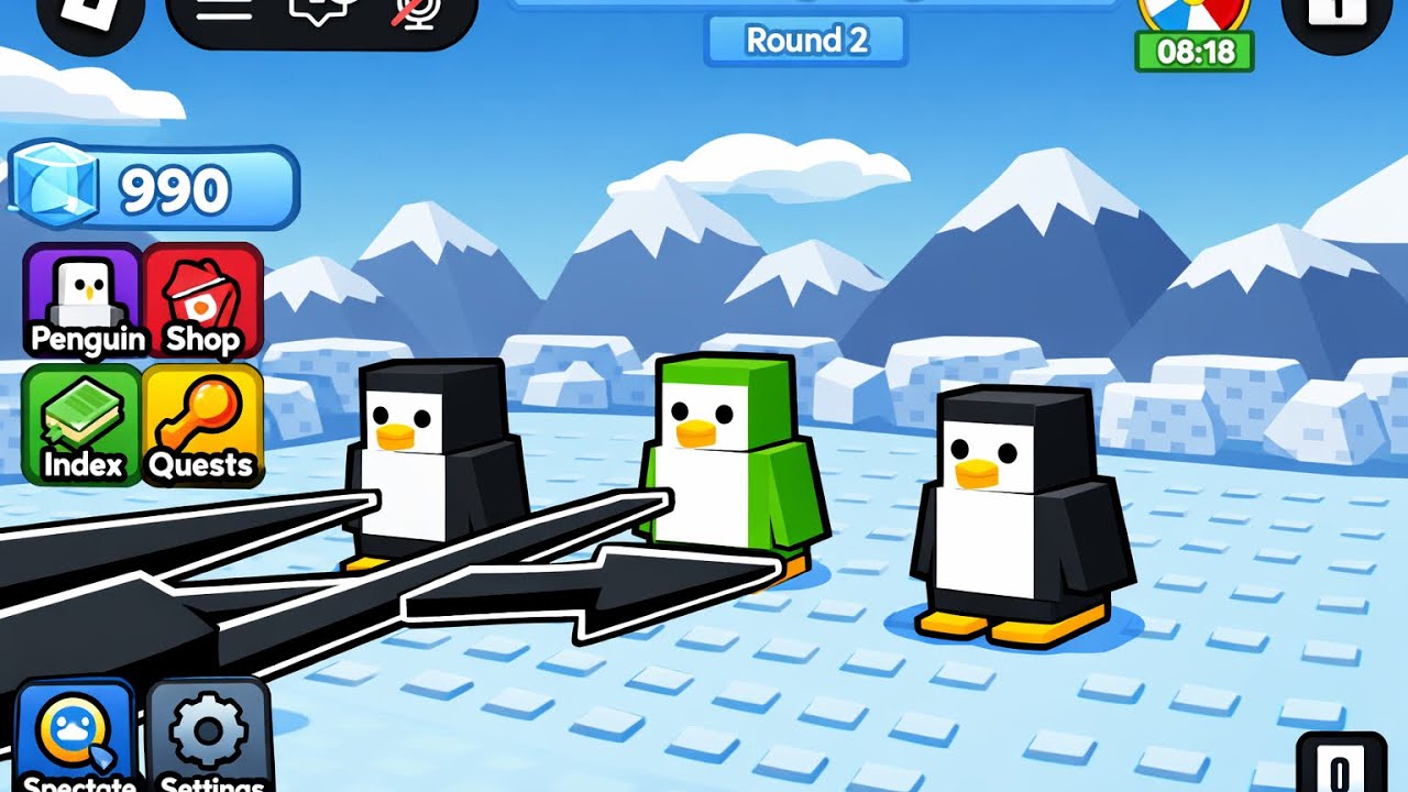 Knocking out penguins of a platform #roblox  