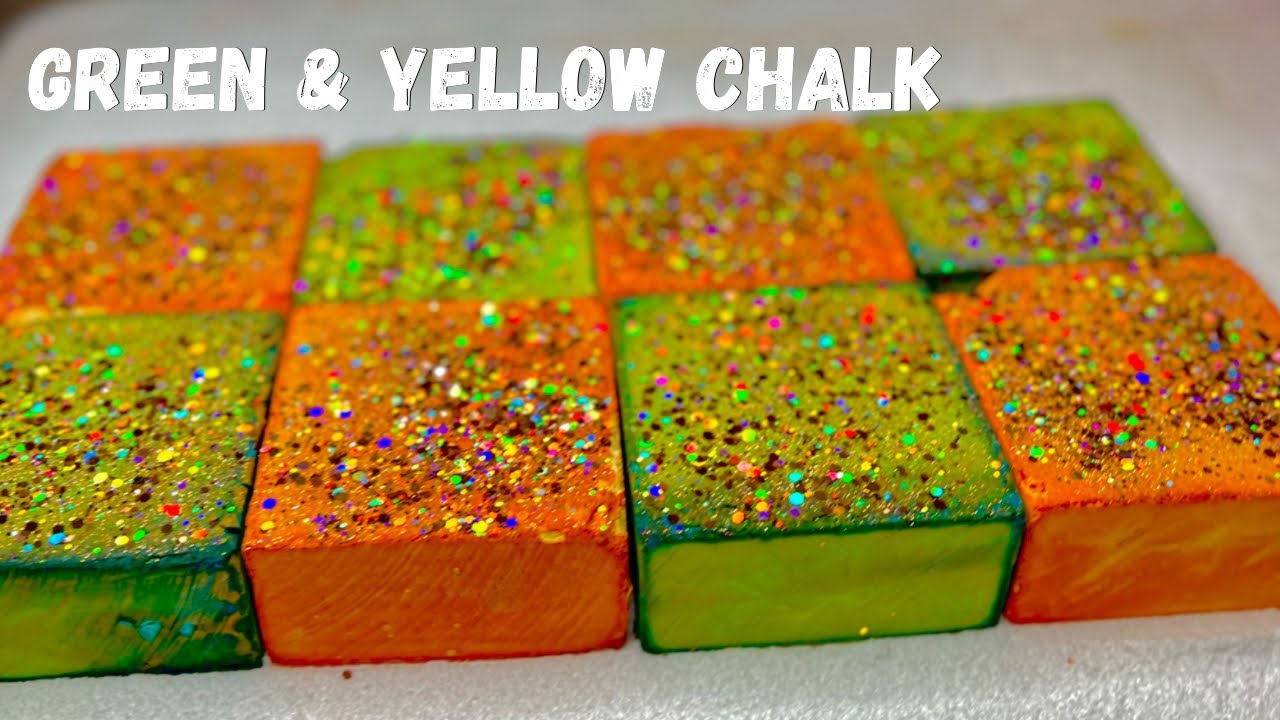 Dyed Green & Yellow Chalk 💛💚| So Satisfying ASMR