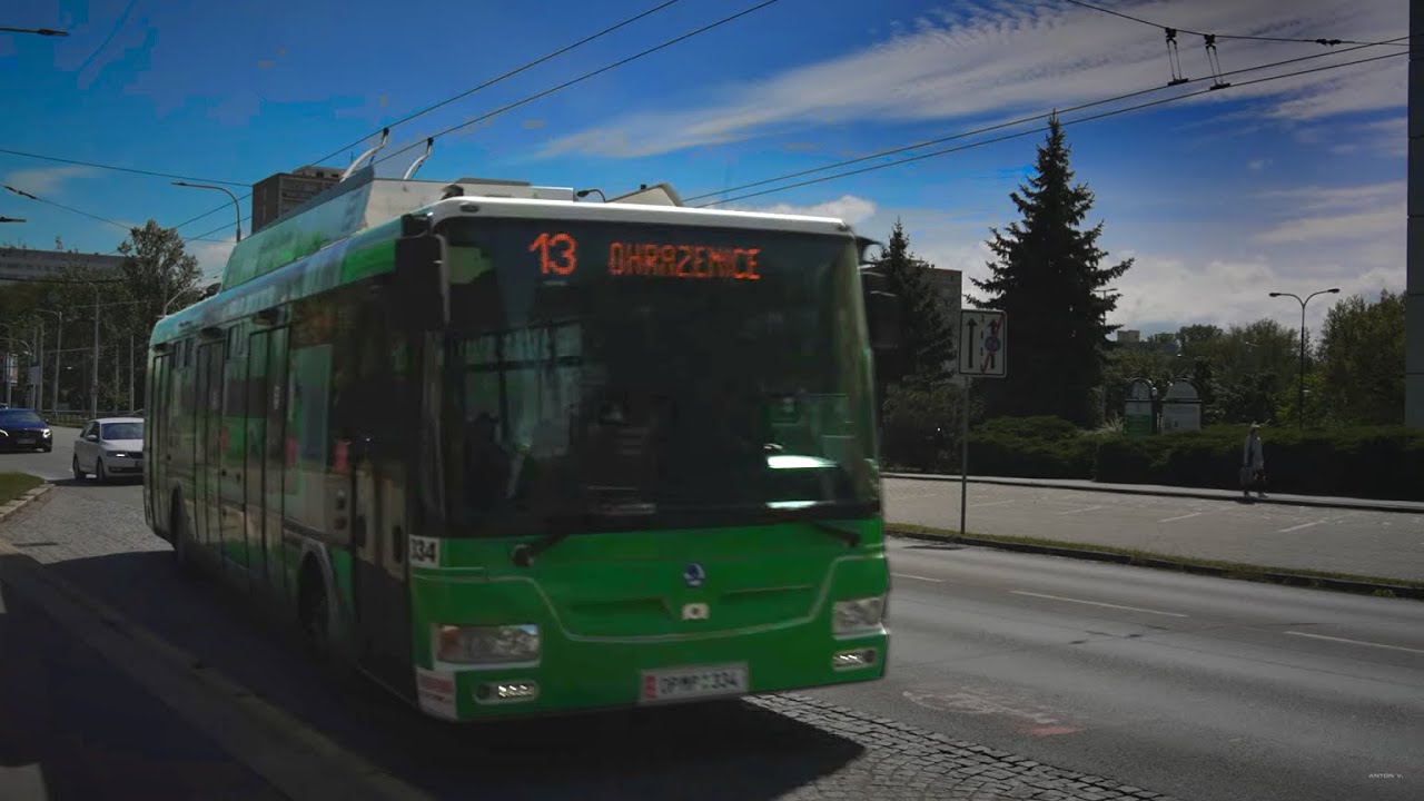 Czech Republic, Pardubice, trolleybus 13 ride from Polabiny, hotel to Belehradská