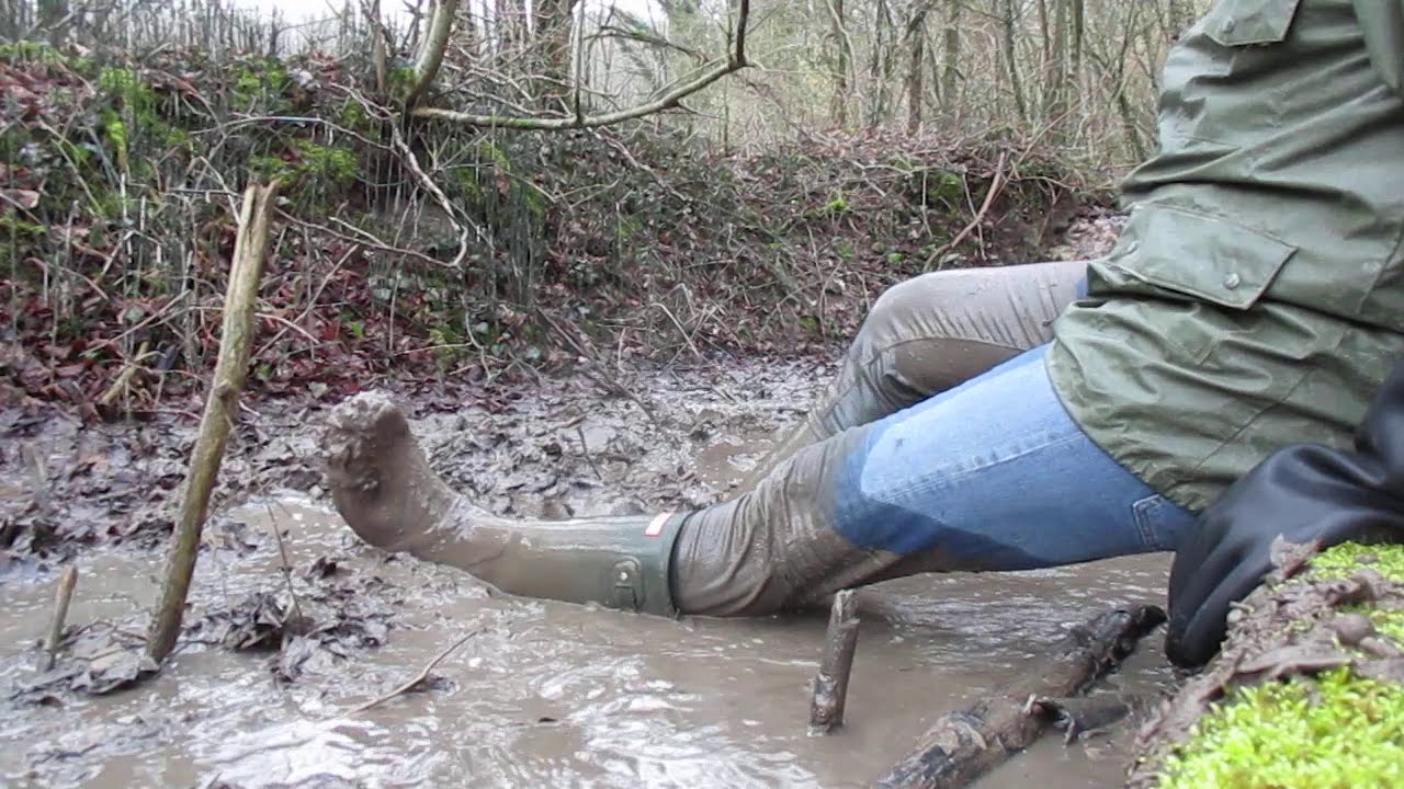 Rubber boots in deep mud