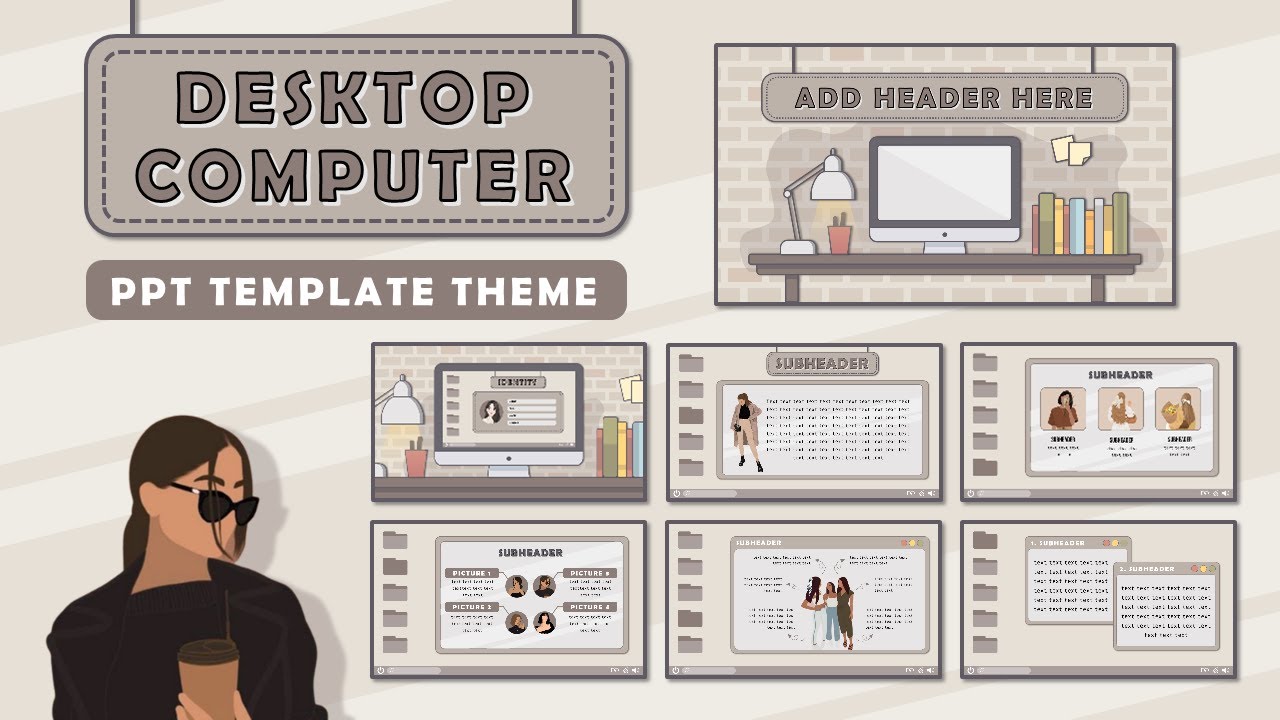 Aesthetic Desktop Computer Themed PPT Template #15 [FREE TEMPLATE]
