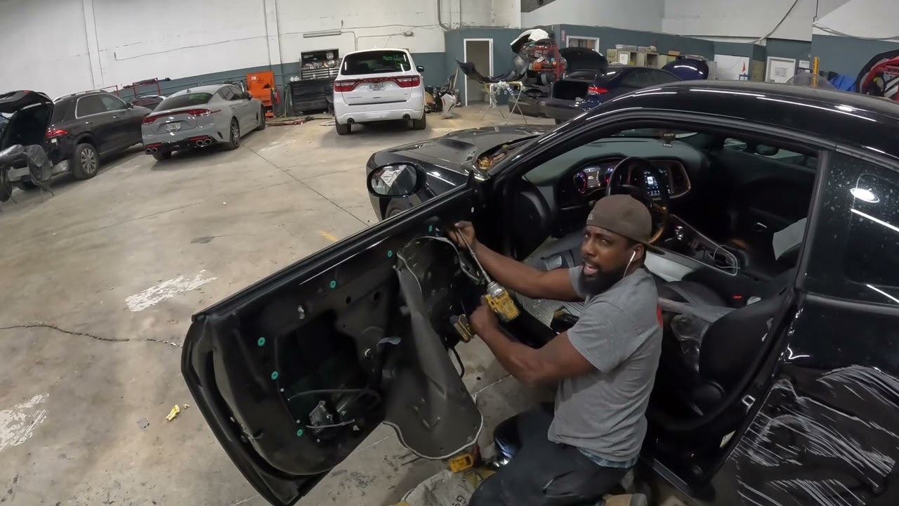 Dodge Challenger 2013 how to remove door trim panel mirror handle & glass