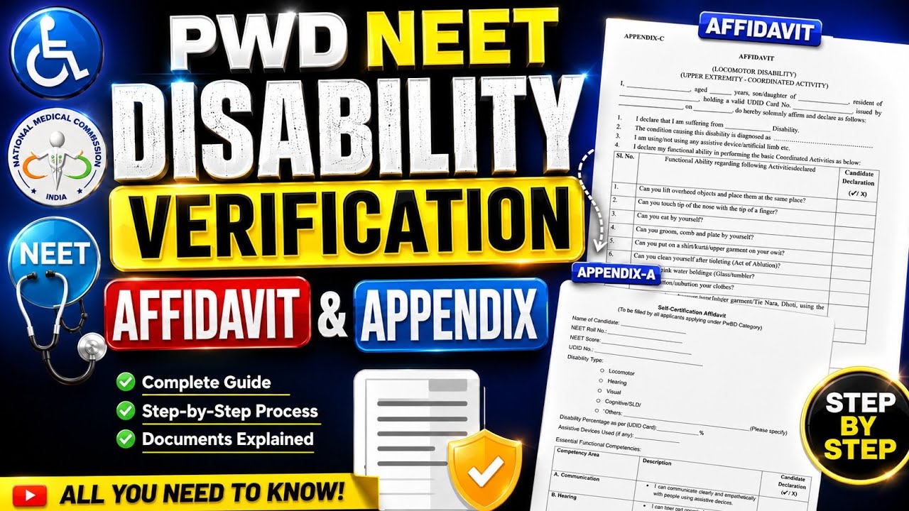 PwD Candidates Must Watch! NEET UG 2026 Affidavit & Appendix A Complete Guide