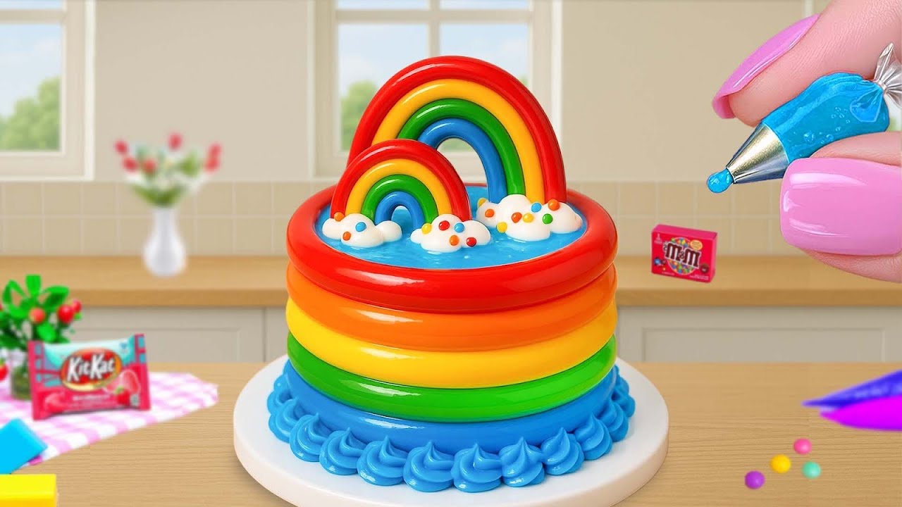 🎂 Cómo Hacer un Pastel Doble Arcoíris Increíble | Tarta Colorida y Esponjosa 🌈💖 Mini Cake Rainbow