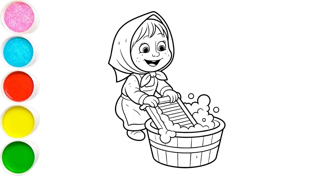 Cute Masha drawing painting and colouring for kids and toddlers