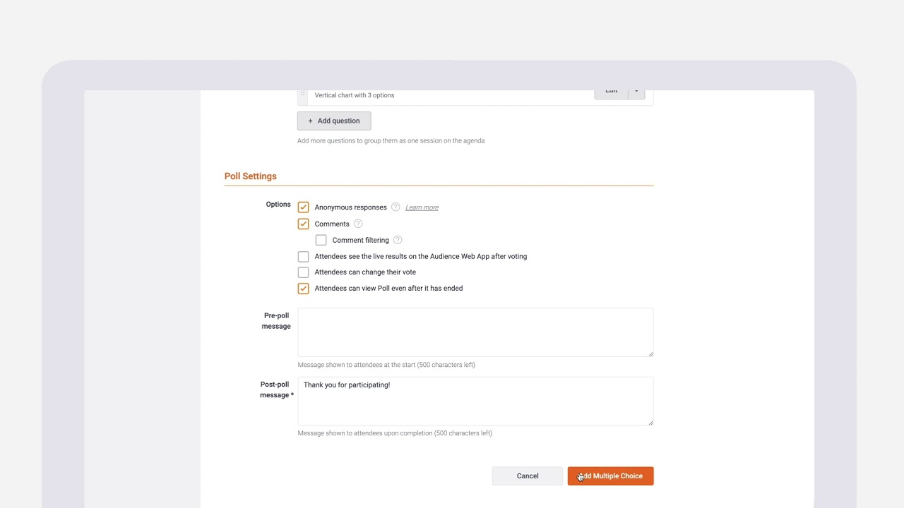 Setting up Multiple Choice Poll | Pigeonhole Live