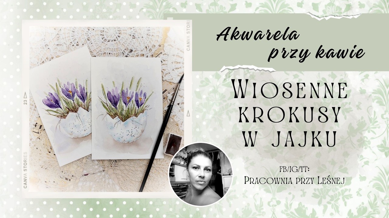 AKWARELA PRZY KAWIE - Wiosenne krokusy w jajku #watercolor #akwarela #easter #krokusy