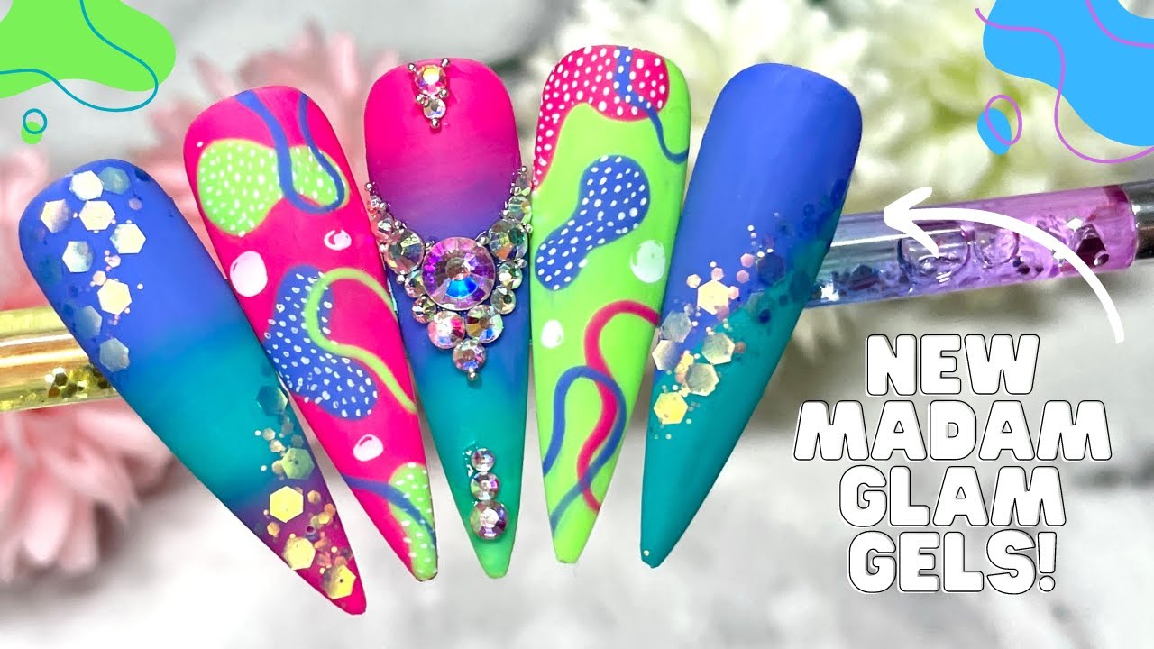ABSTRACT NAIL ART USING THE NEW HOUSE OF COLOR MADAM GLAM GEL POLISH| STAMPING NAILS| OMBRE NAILS