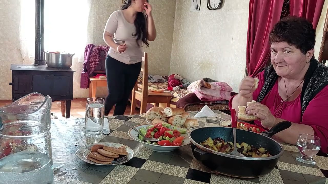 სადილი🥔🍅🥒სამეგრელოს ვლოგები 🌳💚