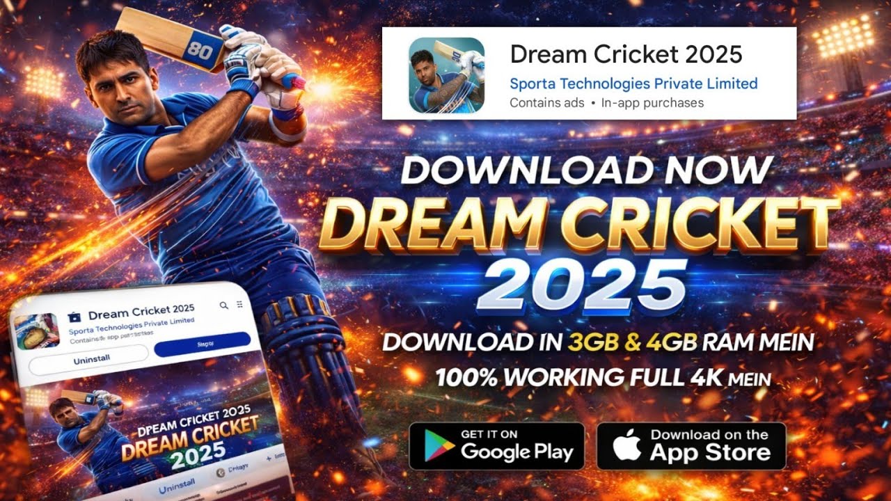 How To Download & Play Dream Cricket 25 In Low Devices 3 GB & 4 GB ram Devices Full Review 