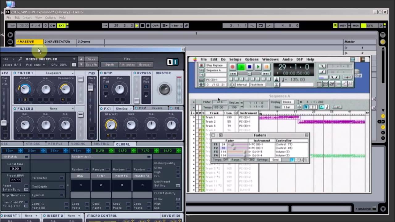 Opcode Studio Vision Pro MIDI Control of Windows PC DAW Example 3: Manual Control