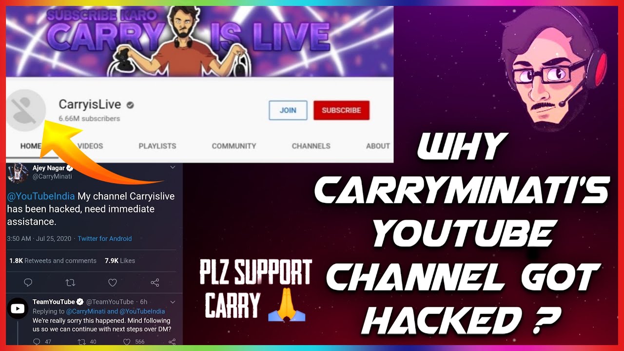 why carryminati's youtube channel got hacked | carryminati YouTube channel hack | Recovery and more.