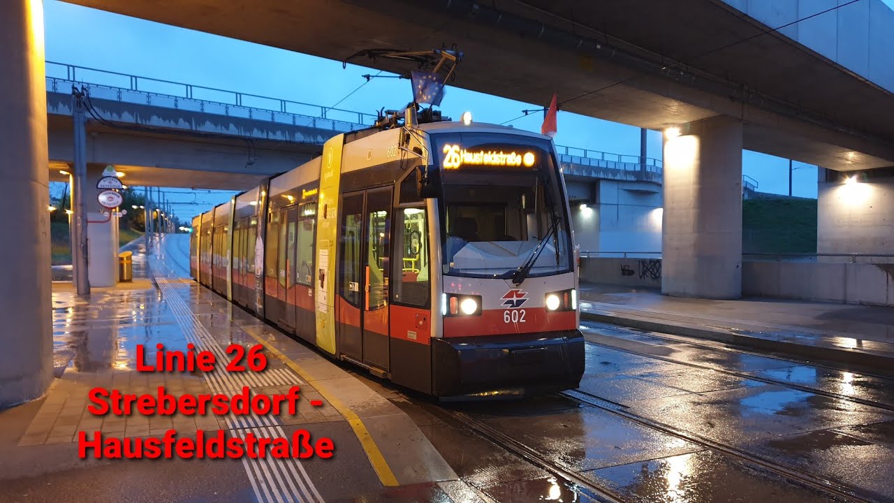 Wien Linie 26 Strebersdorf - Hausfeldstraße (ULF Regen)