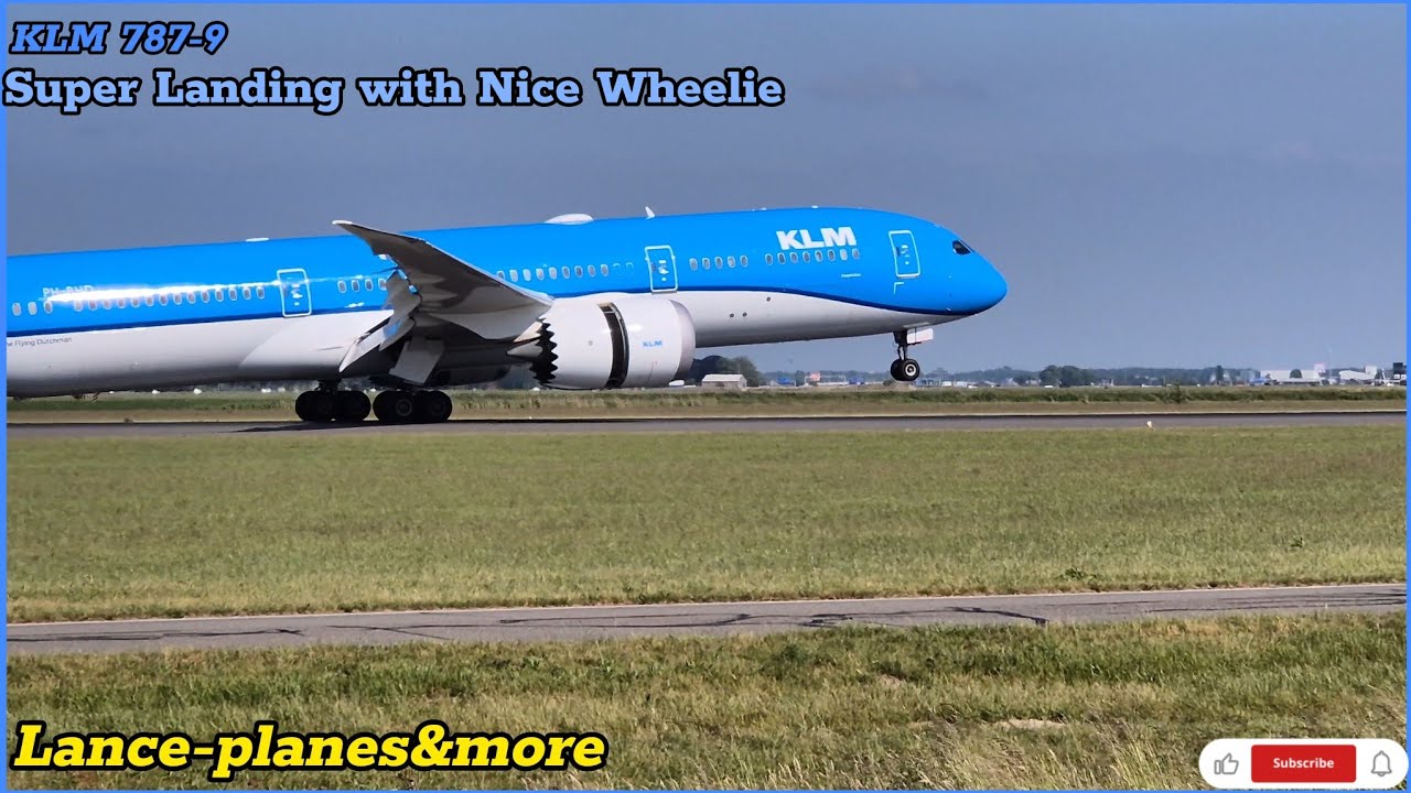 Beautiful KLM 787-9 WHEELIE Landing on Polderbaan at Amsterdam Schiphol Airport 🇳🇱