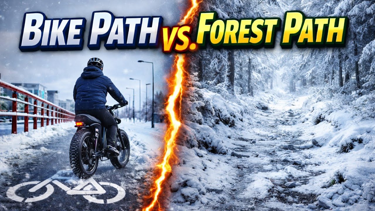 Smooth Snow Ride V8 Fat Brake & Fall Test (Gravity Included) Bike Path vs Forest Trail