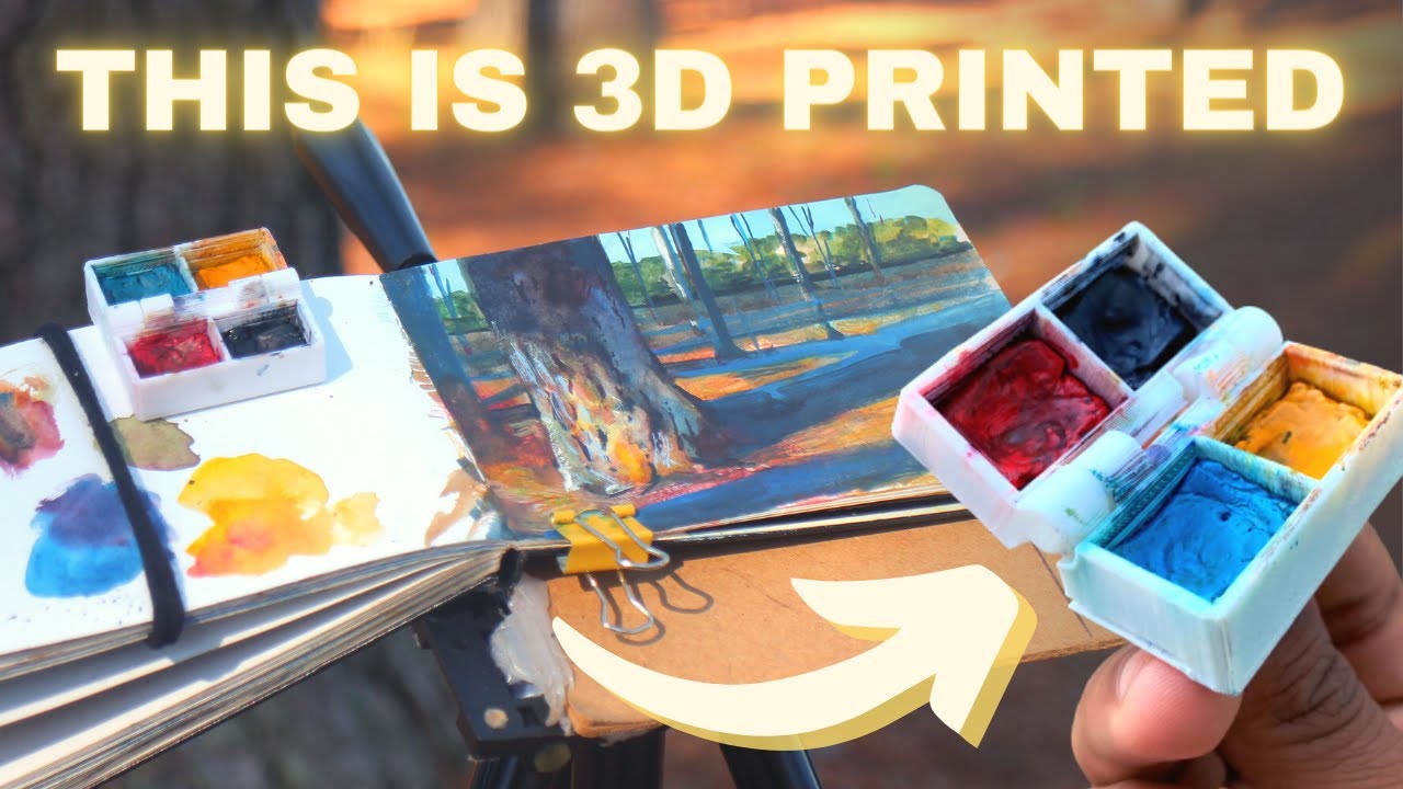 TRYING 3D PRINTED WATERCOLOR PALETTES! *PLEIN AIR DEMO*