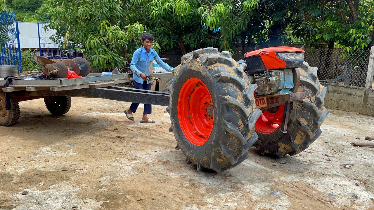 ដោះកង់ត្រាក់ទ័រយកមកចាប់ជាមួយគោយន្ត,Tractor Khmer Farmer