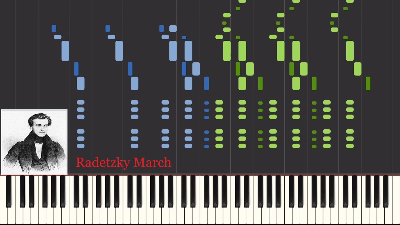 Johann Strauss Sr - Radetzky March - Arrangement for Piano 4 hands. [Piano Tutorial] (Synthesia)