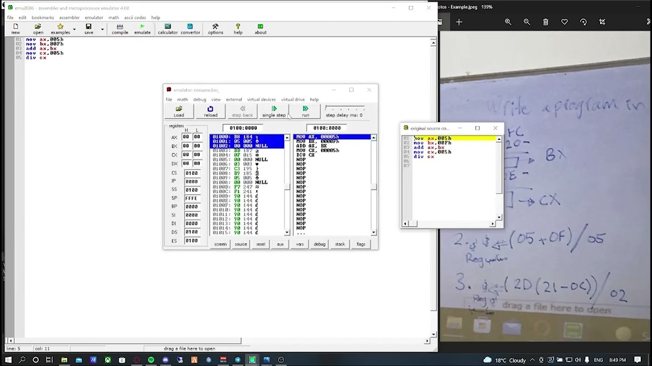 8086 عملية الضرب و القسمة (mul + div)