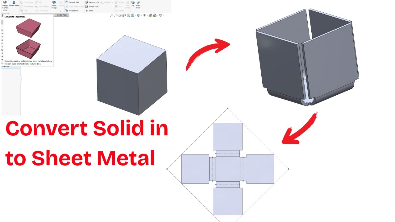 Преобразование в формат листового металла в SolidWorks: объяснение за 5 минут.