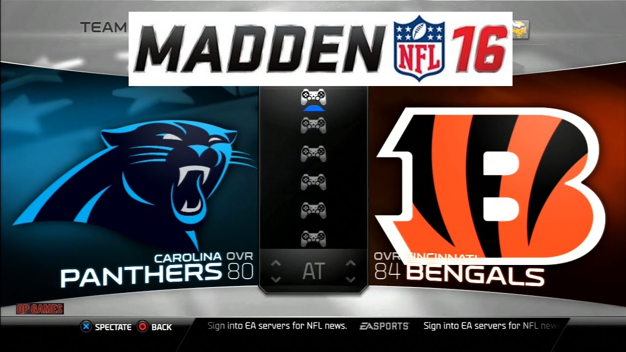 Полный игровой процесс Madden NFL 16 Panthers против Bengals PS3 HD