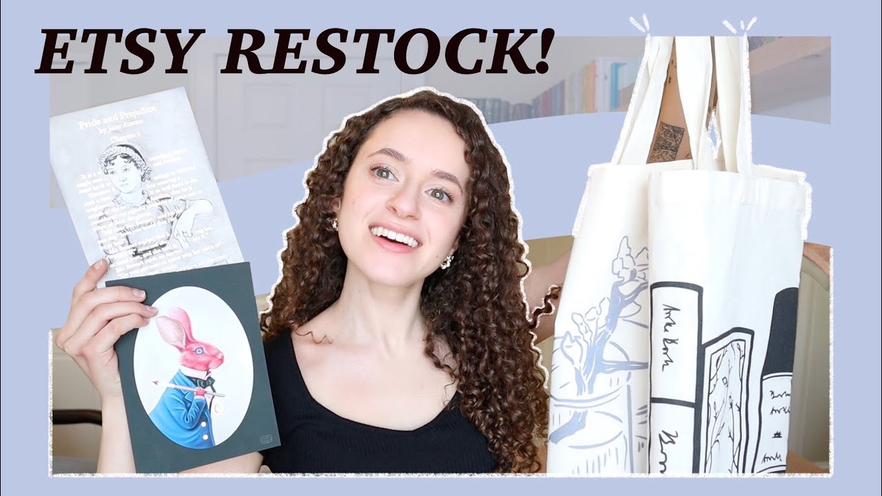 Etsy Restock! ✨golden✨ portraits, bookish tote bags, and stickers!!!