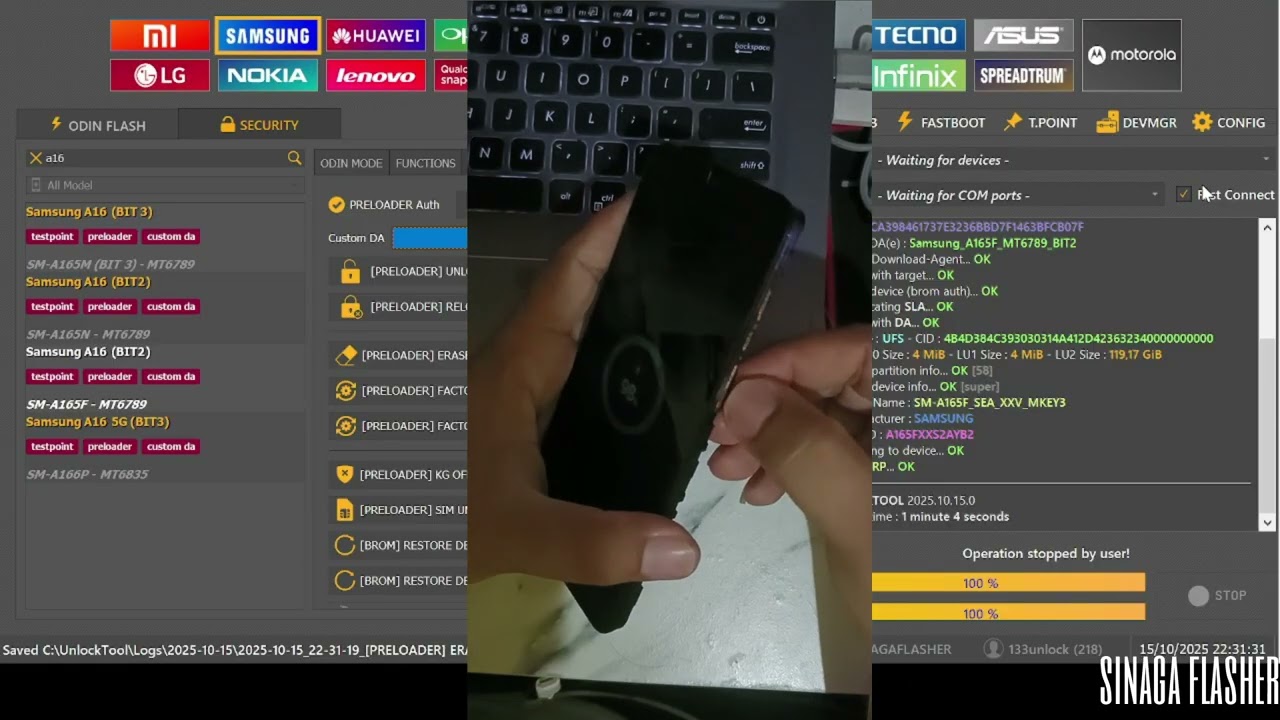 SAMSUNG A16 BYPASS FRP  UNLOCKTOOL TEST POINT
