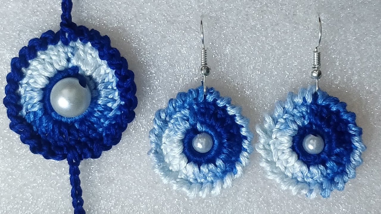 Crochet Earrings process #crochet #crochetprojects #crochetpatterns #knitting 
