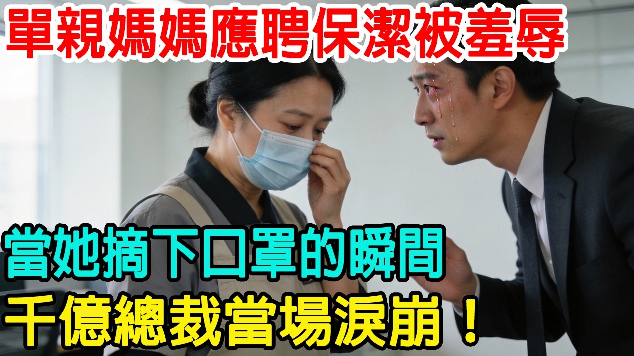 單親媽媽應聘保潔被羞辱，當她摘下口罩的瞬間，千億總裁當場淚崩！#情感故事 #情感共鸣 #心靈暖流 #感人壹幕 #感人故事