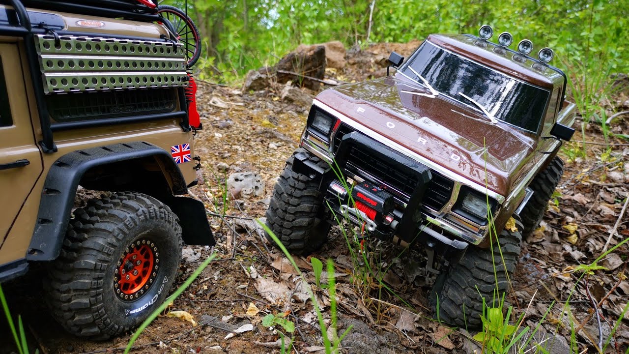 Traxxas trx4 Defender. Ford F150. Stone in forest.  Part 3