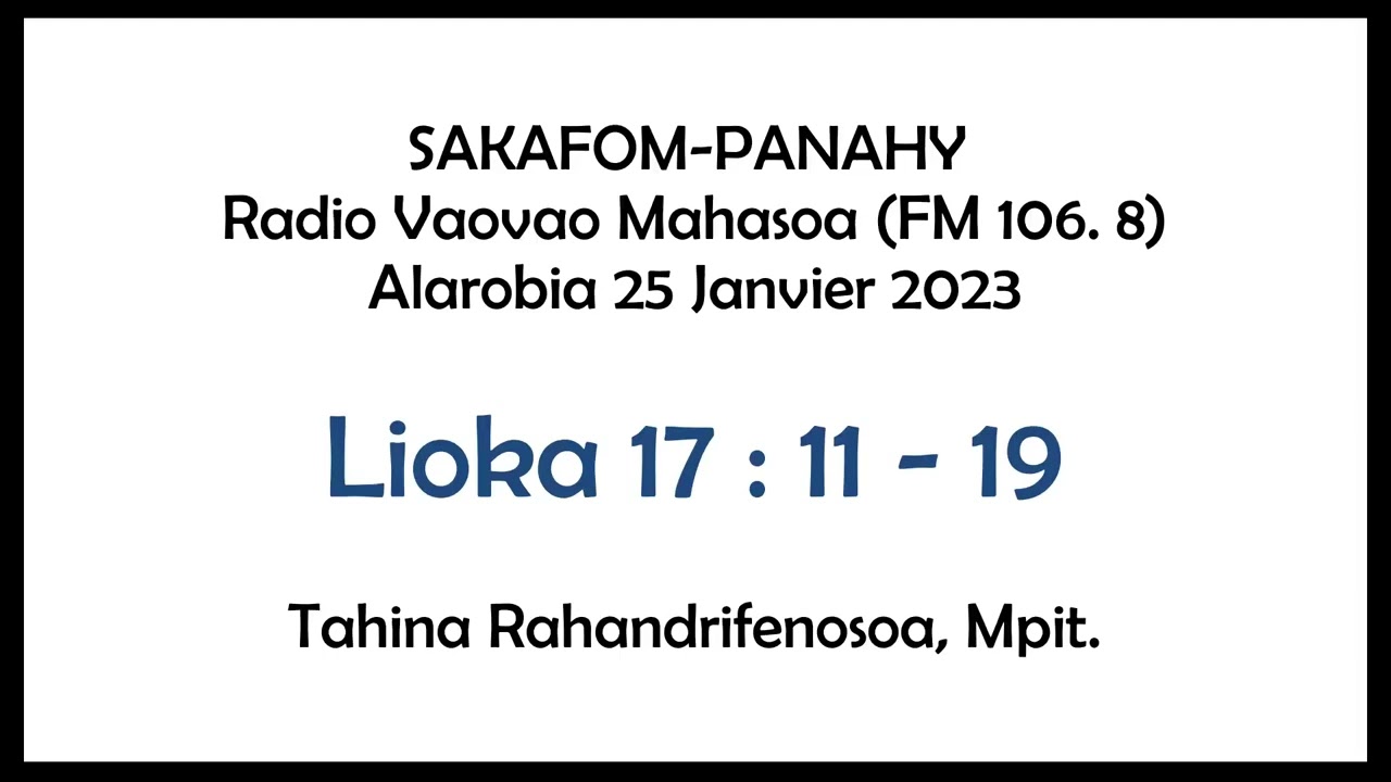Sakafom-panahy (Lioka 17: 11 - 19)