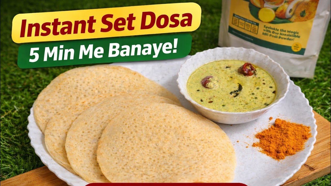 Soft Spongy Instant Set Dosa - bina fermentation, full South Indian taste!