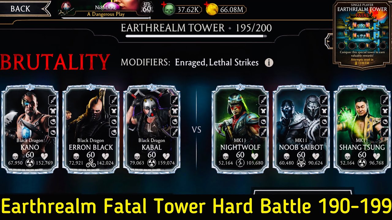 Earthrealm Fatal Tower Hard Battle 190-199 Fight + Reward | MK Mobile 2021